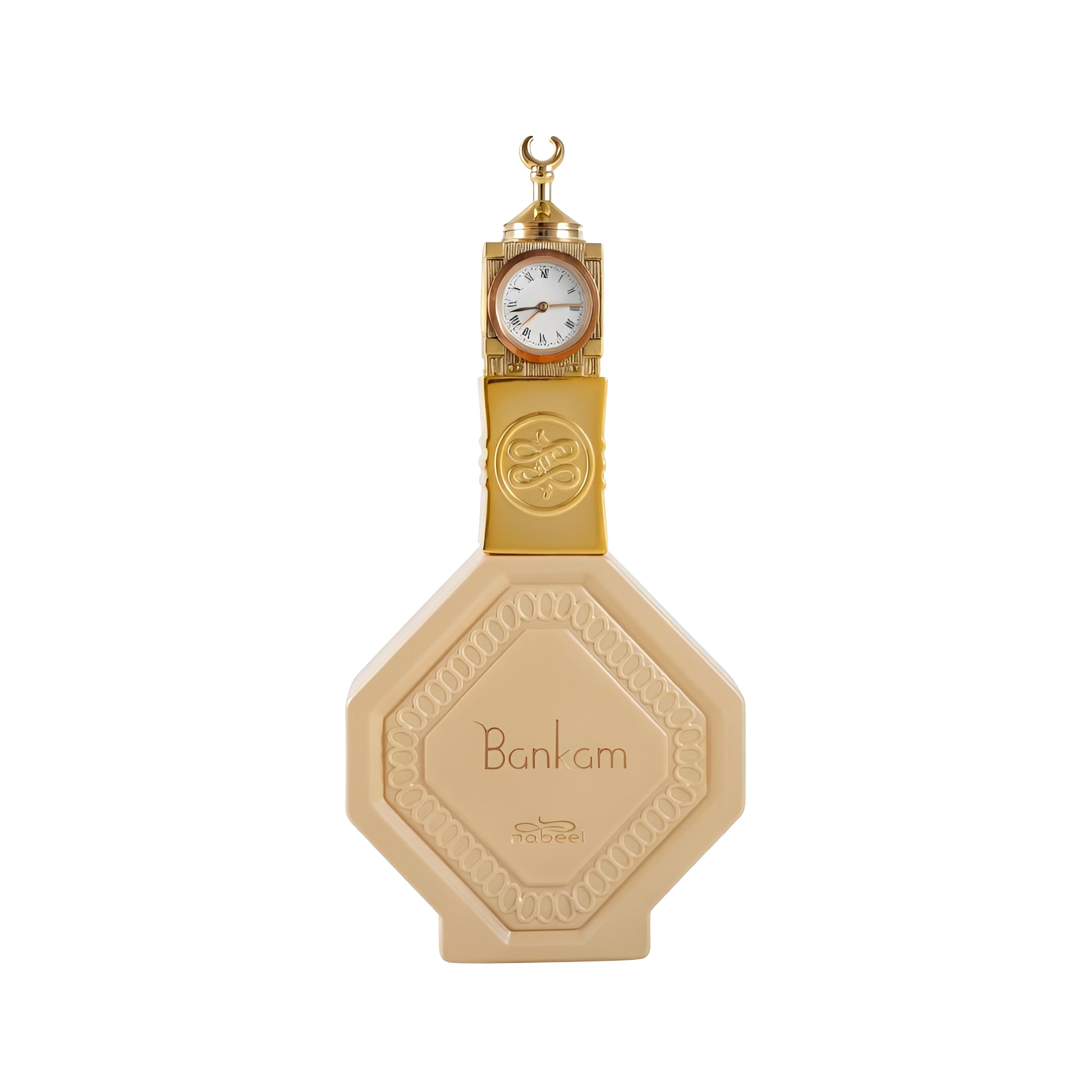 Decorative clock shaped like a soap bar with 'Banham' branding on a white background