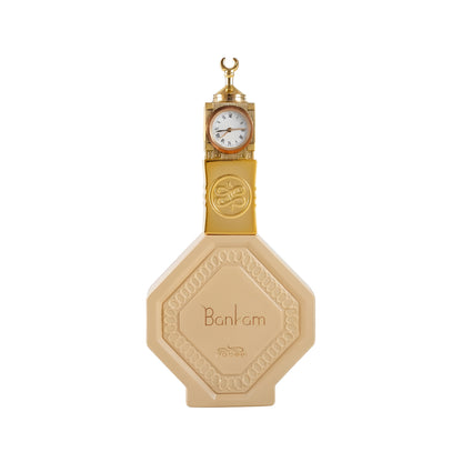 Decorative clock shaped like a soap bar with 'Banham' branding on a white background