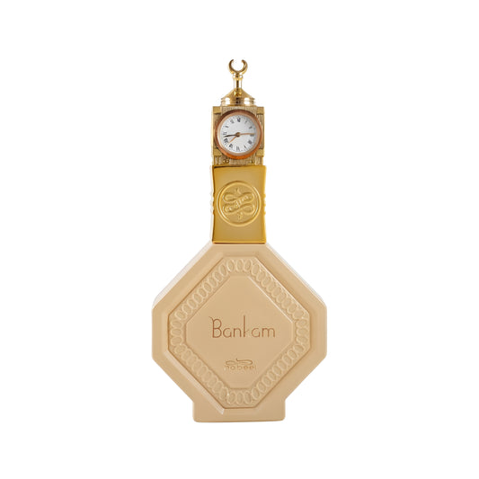 Decorative clock shaped like a soap bar with 'Banham' branding on a white background