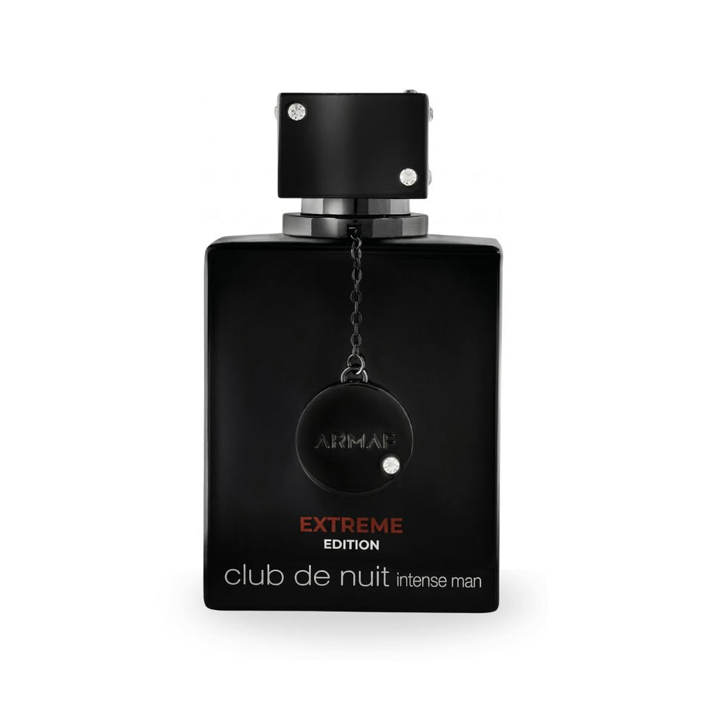 Black Armani Extreme Edition perfume bottle on a white background