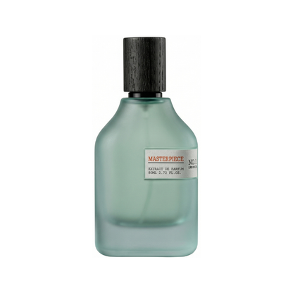 Perfume bottle with a black cap on a white background