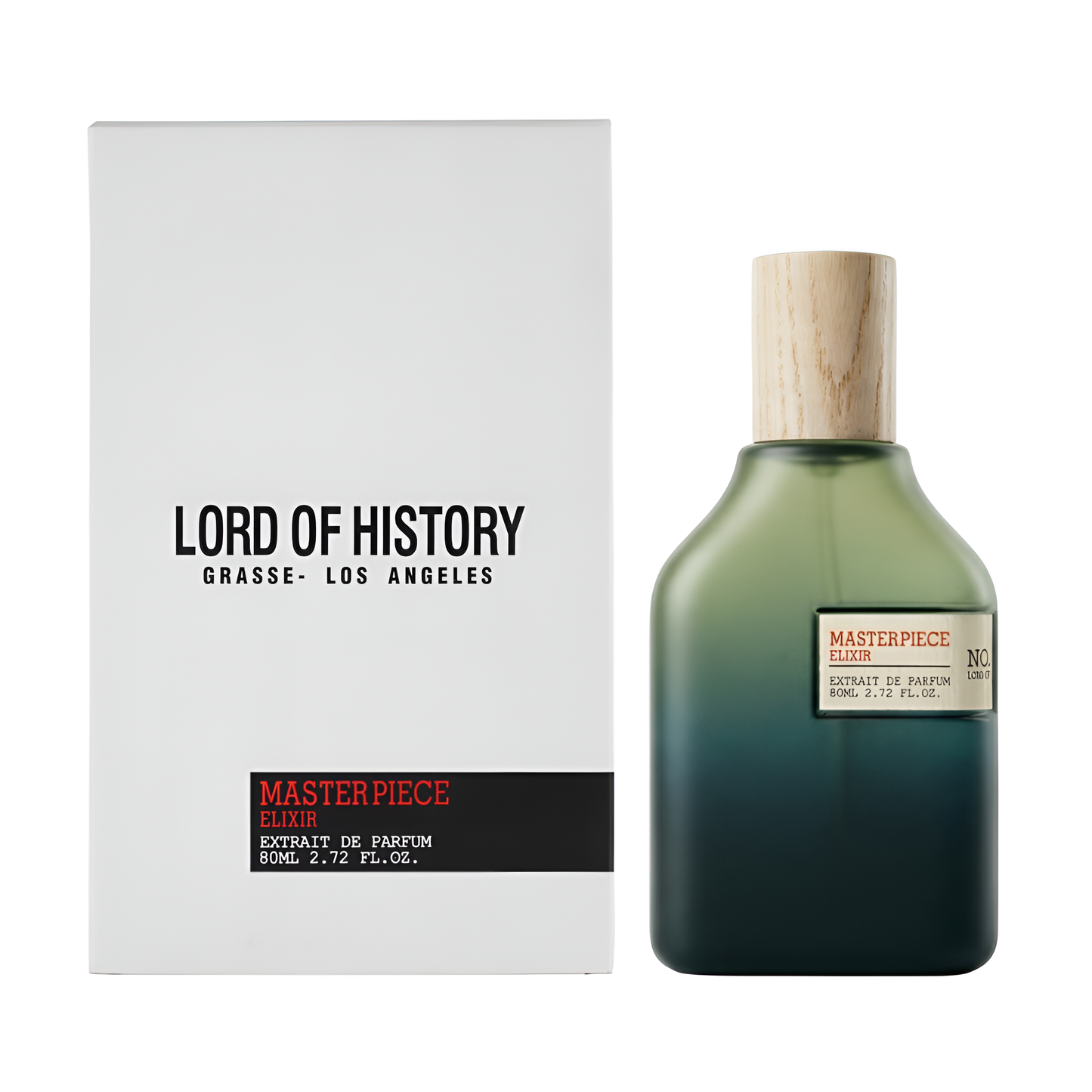 Perfume bottle and packaging of 'Lord of History' on a white background