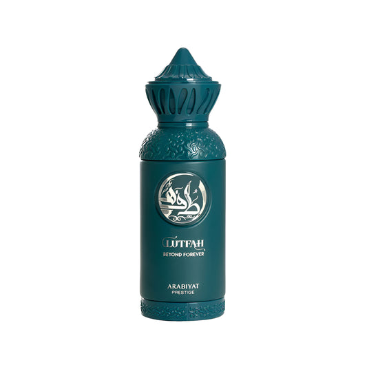 Teal bottle with a logo on a white background