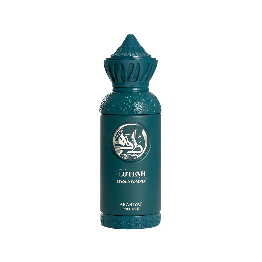 Teal bottle with a logo on a white background