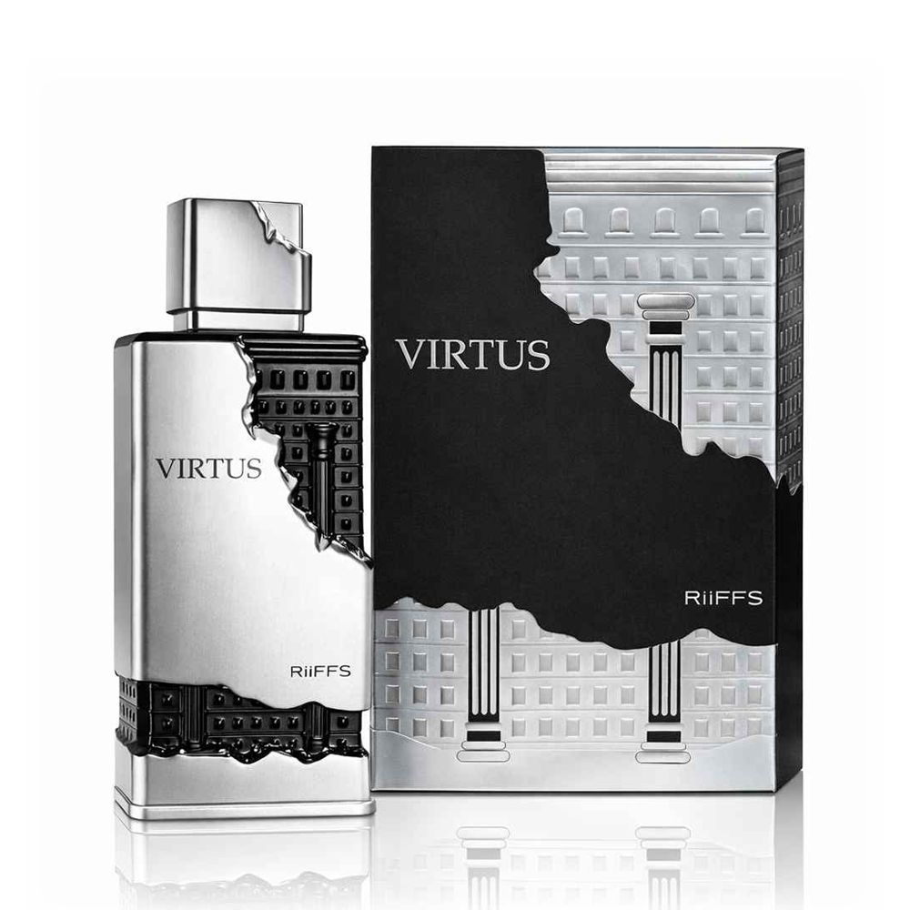 Virtus Riiffs perfume bottle and packaging on a white background