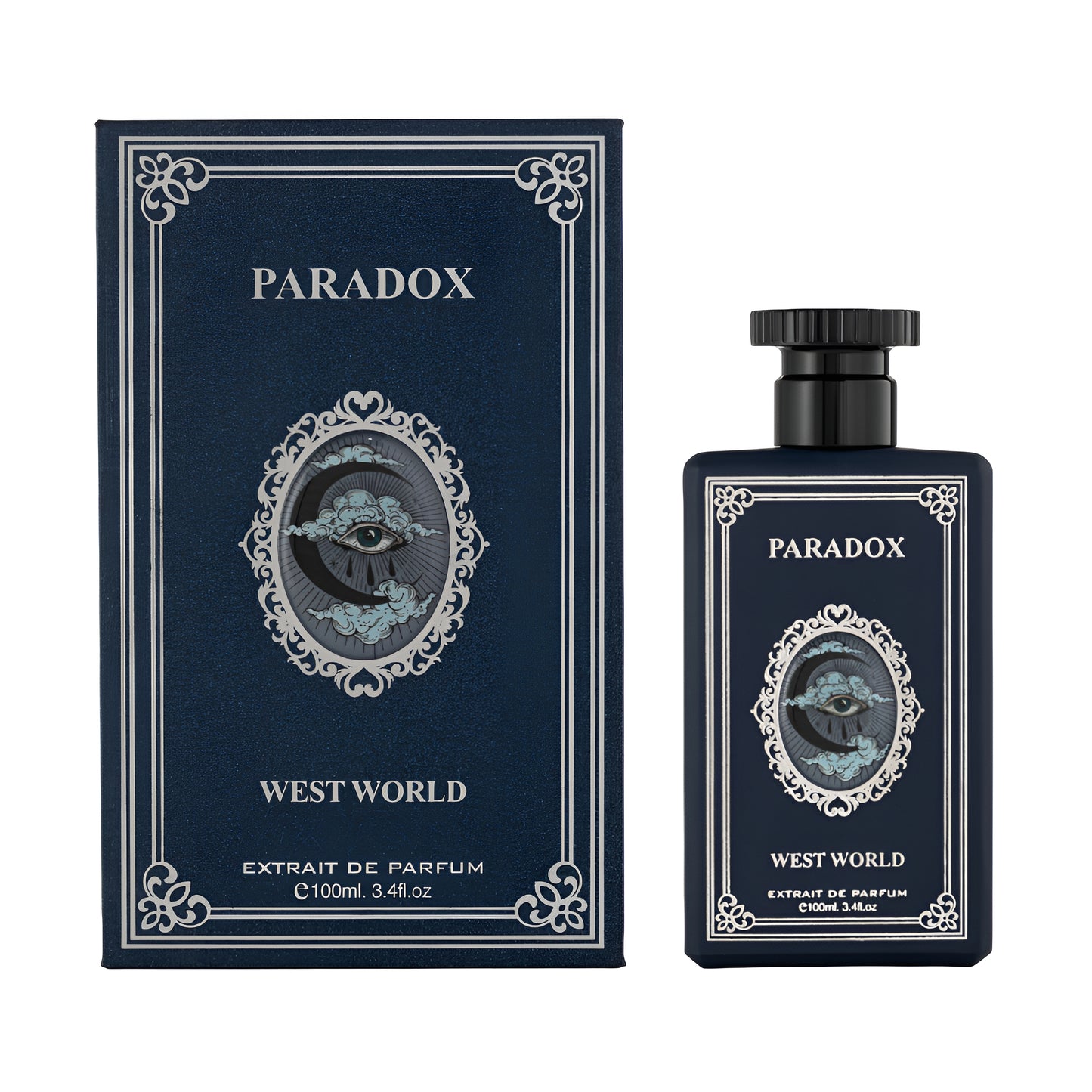 Paradox West World perfume bottle and packaging on a white background