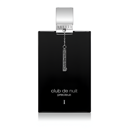 A black bottle of ARMAF CLUB DE NUIT PRECIEUX 1 fragrance with a silver cap and label detailing the product name and volume.