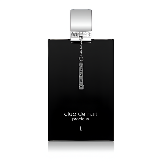 A black bottle of ARMAF CLUB DE NUIT PRECIEUX 1 fragrance with a silver cap and label detailing the product name and volume.